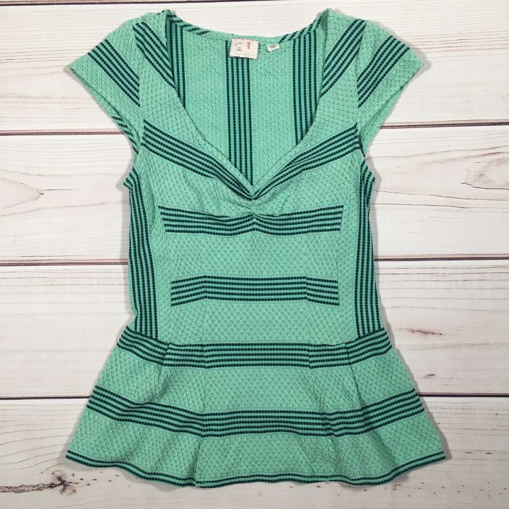 POSTAGE STAMP Green Peplum Blouse Size XS